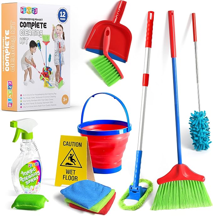 Play22 Kids Cleaning Set 12 Piece Toy Cleaning Set Includes Broom