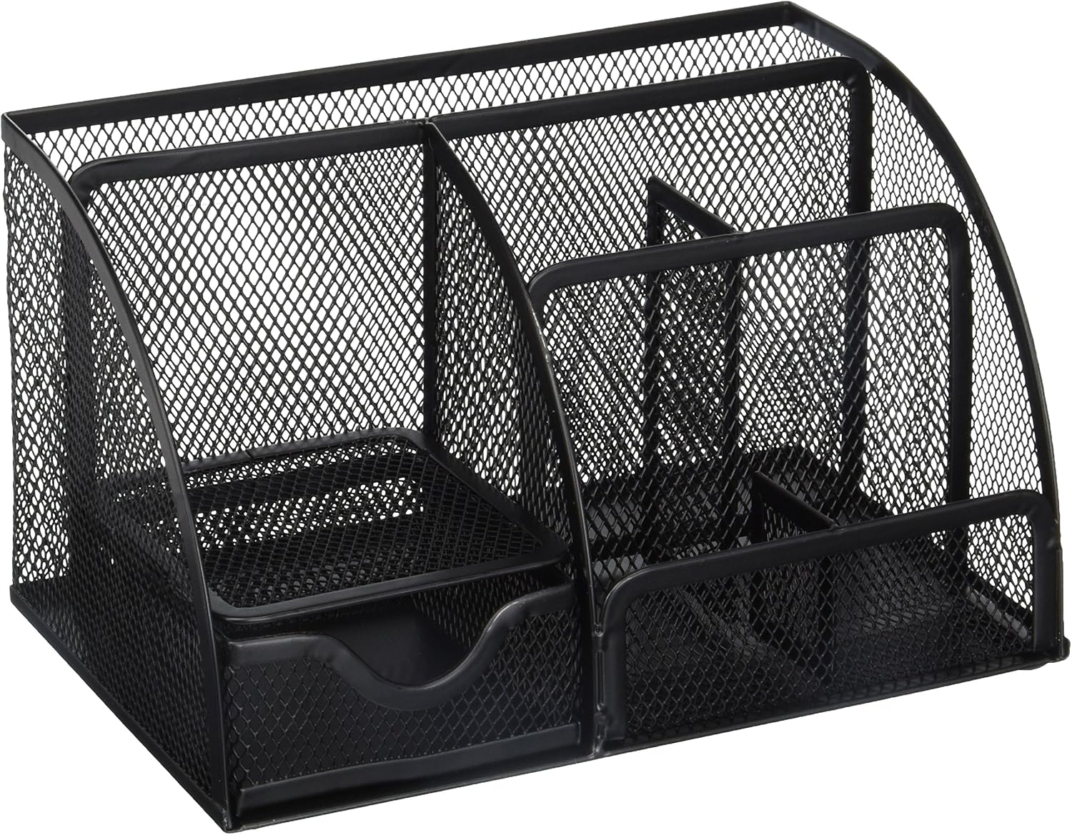 Greenco Mesh Office Supplies Desk Organizer Caddy, 6 Compartments, Black