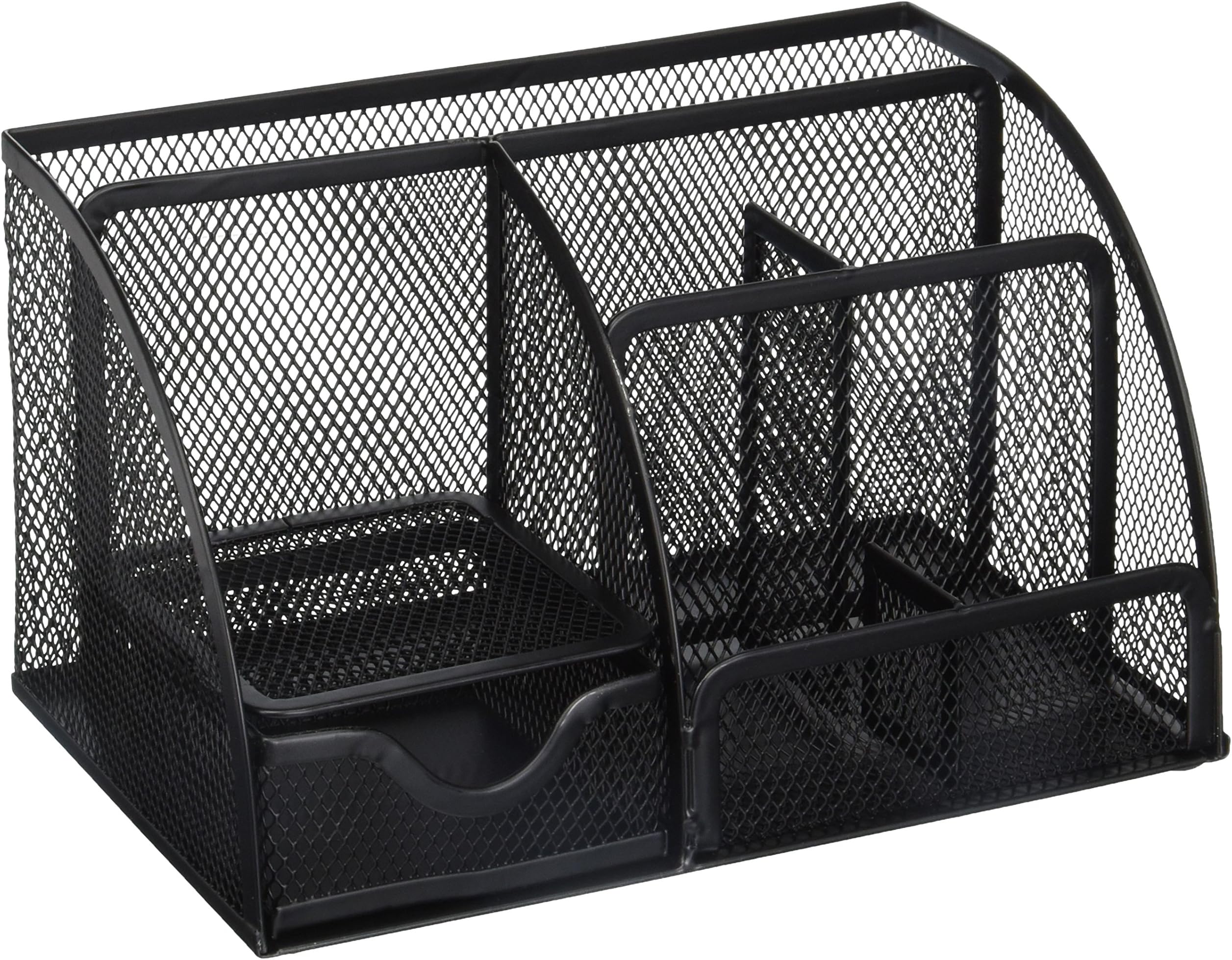 Greenco Mesh Office Supplies Desk Organizer Caddy, 6 Compartments, Black
