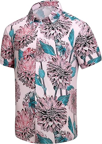 Miniatura 23 de SheLucki - Camisa hawaiana para hombre, unisex, de manga corta, con botones, para la playa y el verano, ropa casual estampada con sombra de palmas