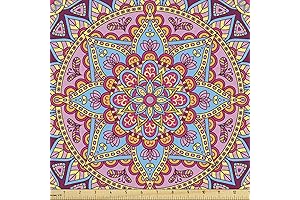 Ambesonne Pastel Pink Mandala Fabric by The Yard