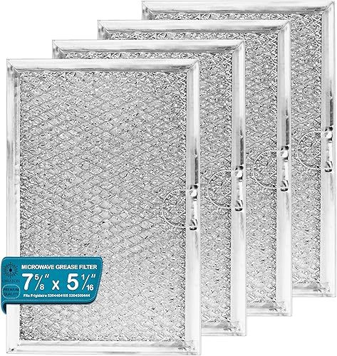 Frigidaire 5304464105, 5304509444, 5304478913 Filtro de grasa para microondas 5-116 x 7-58 x 18 pulgadas (empaquetado en caja) (paquete de 4)