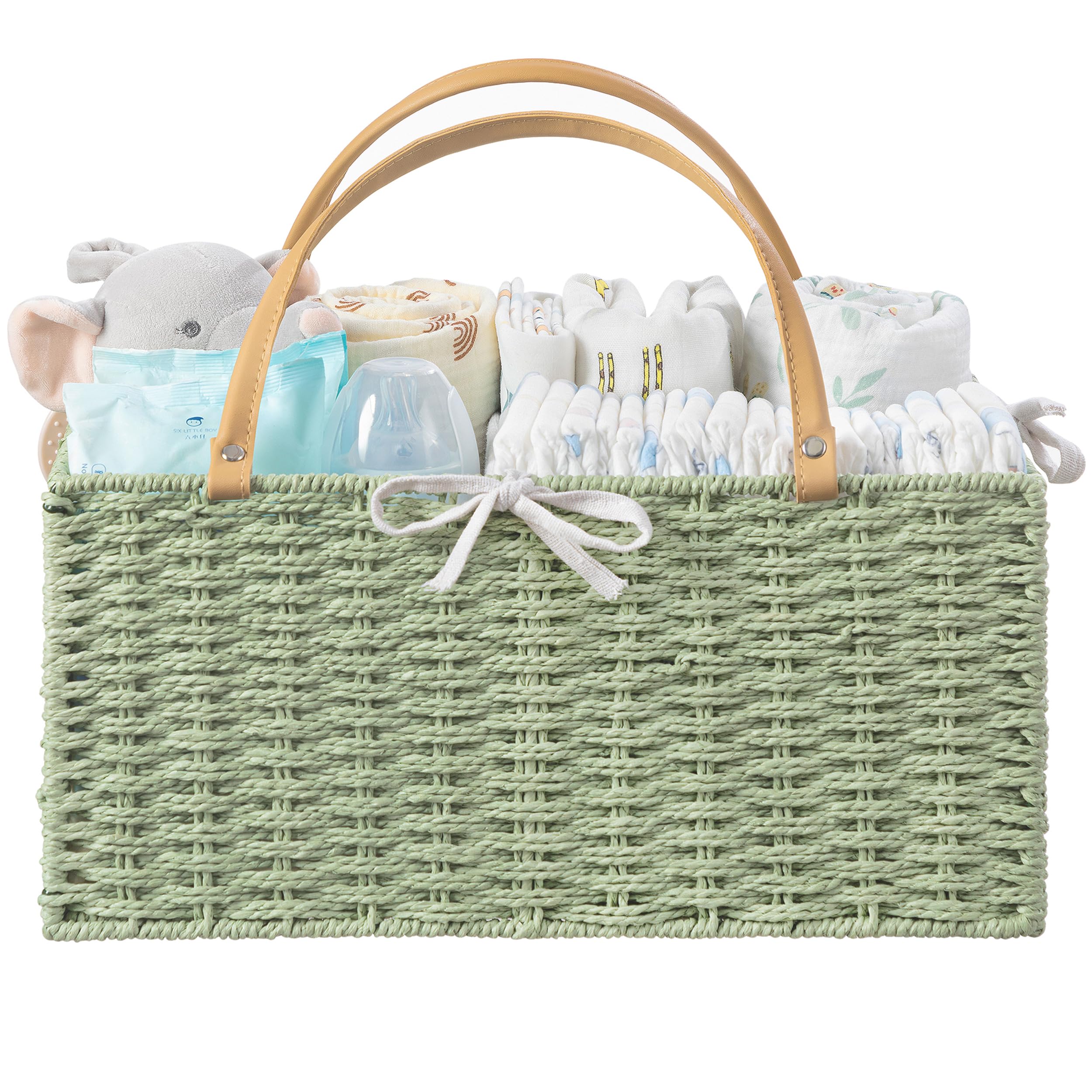 HBlife Grande cestino per pannolini per neonati, organizer, cestino portaoggetti in corda di carta, con divisorio rimovibile, portatile, per auto, regalo per baby shower, indispensabile per neonati