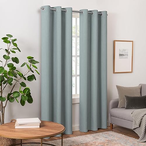 Miniatura 41 de Eclipse Pembroke - Cortinas de lino sintético con ojales, 100 % opacas, 84 pulgadas de largo x 42 pulgadas de ancho, cortinas con aislamiento