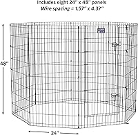 Vista 6 de MidWest Homes for Pets Corralito y corralito para perros, 24 pulgadas de ancho x 48 pulgadas de alto, con puerta, negro