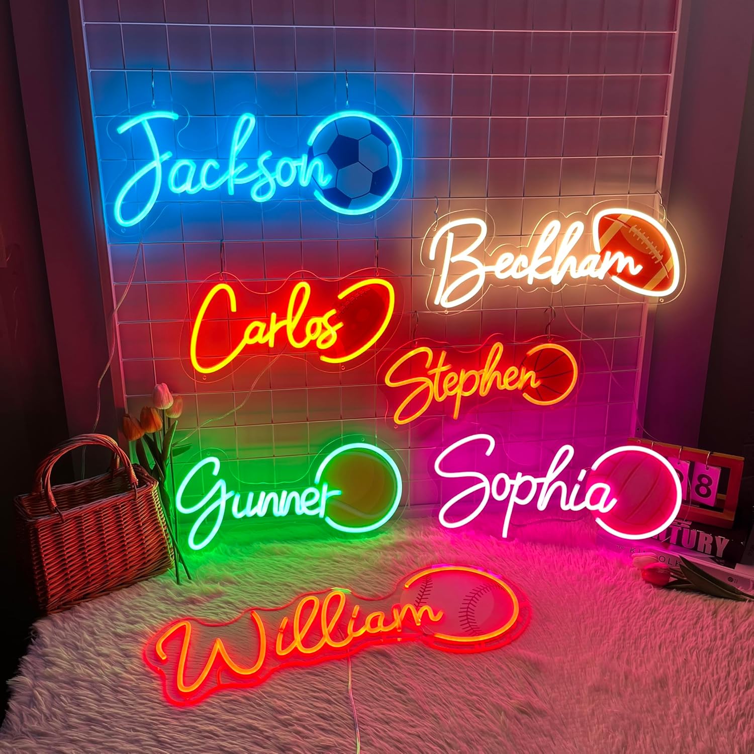 Custom Neon Sign Customizable for Wall Decor, Neon Name Sign Personalized for Birthday Wedding Gifts, LED sign for Bedroom Party Home Business, 10''-55''