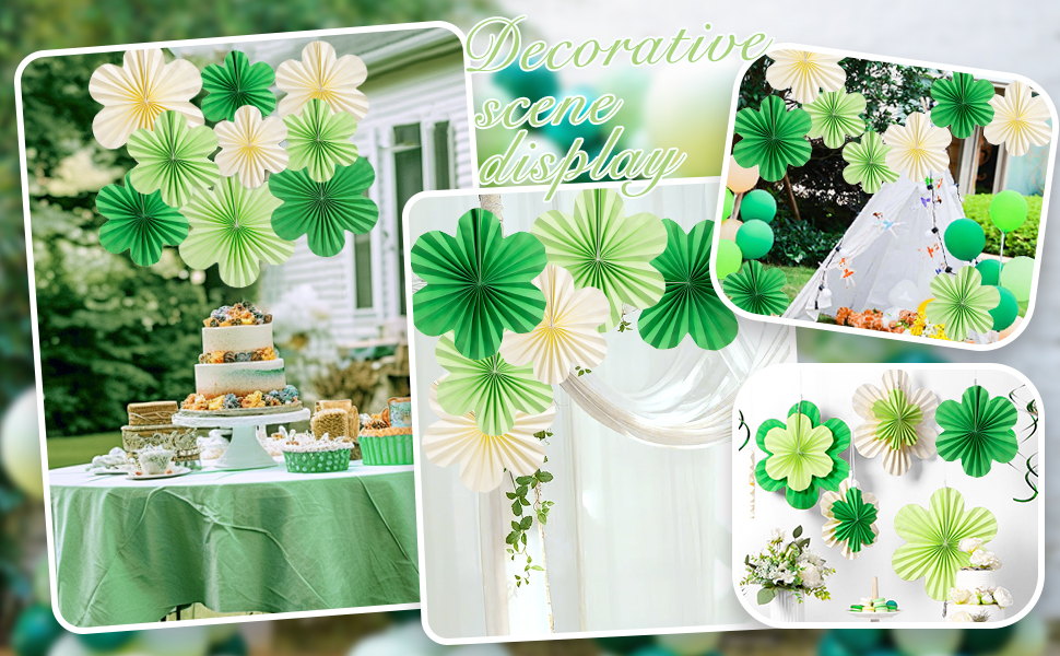 5x Papier-Dekofächer Grün – 15,2 Cm, Für Party, Karneval & Mottoparty