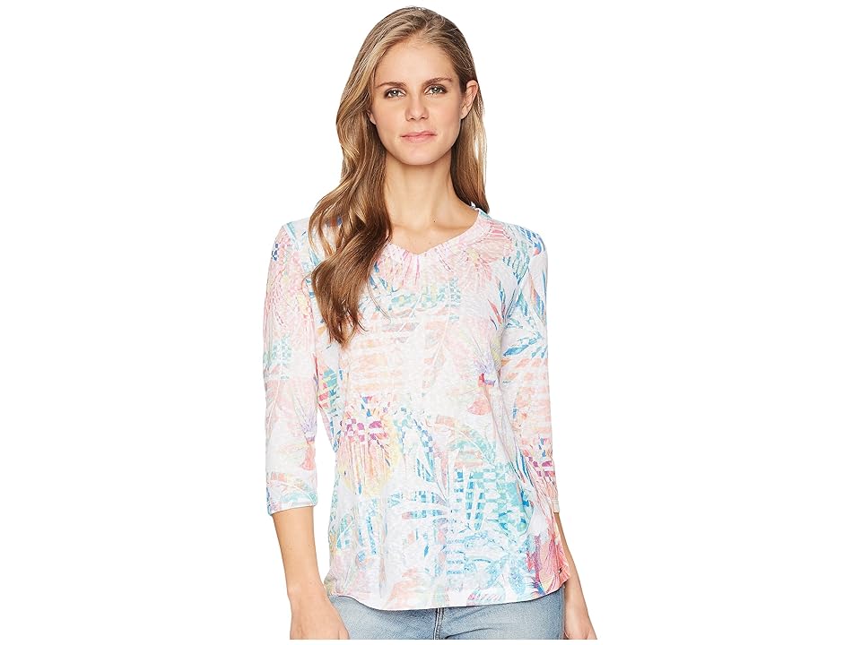 

FDJ French Dressing Jeans Tropical Print V-Neck Top (Multi) Women's Clothing