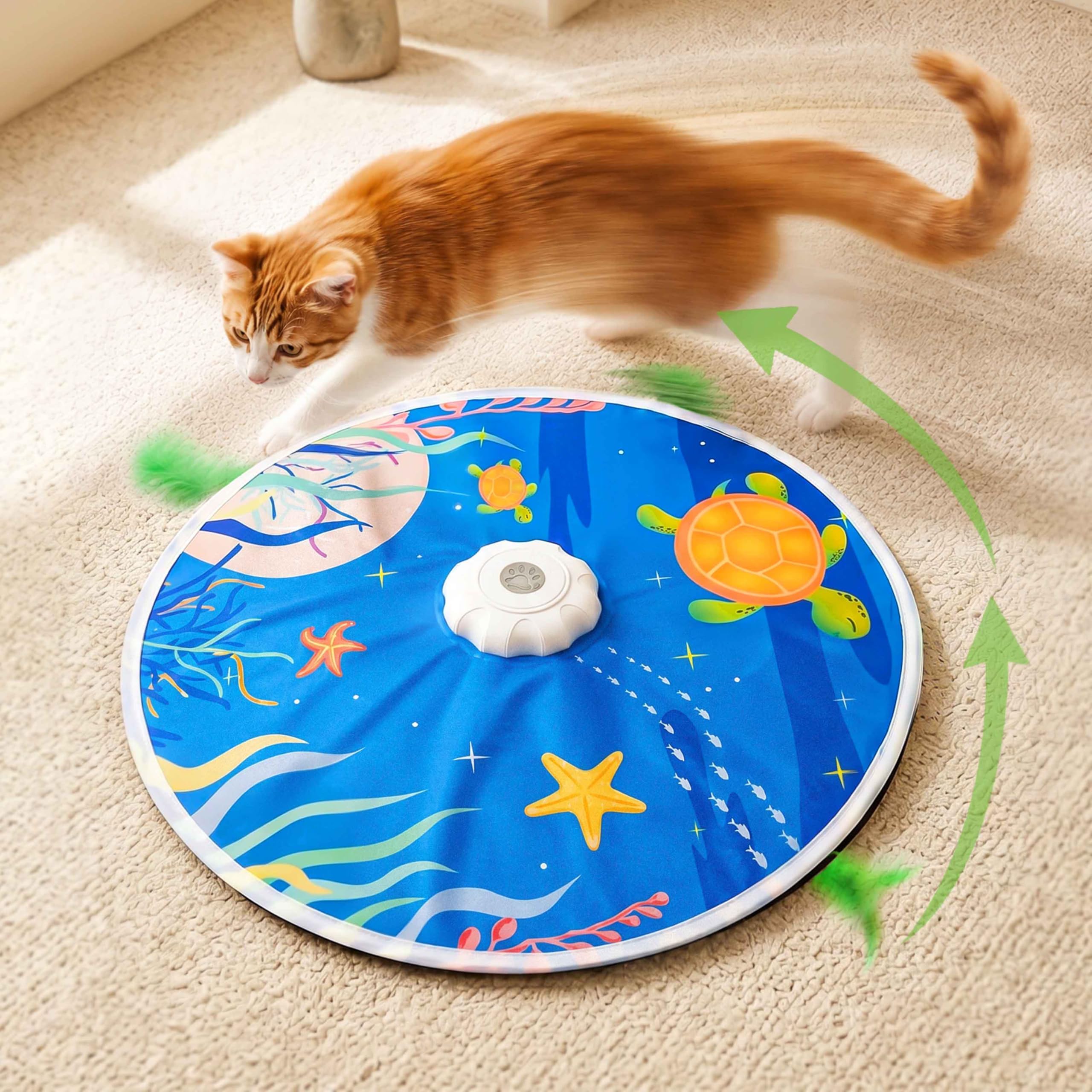 Interaktives Katzenspielzeug mit 20 Katzenspielzeugen, automatisches Katzenspielzeug, berührungsaktiviert mit 2 Federstäben, Vogelzwitschern für gelangweilte Indoor-Kätzchen