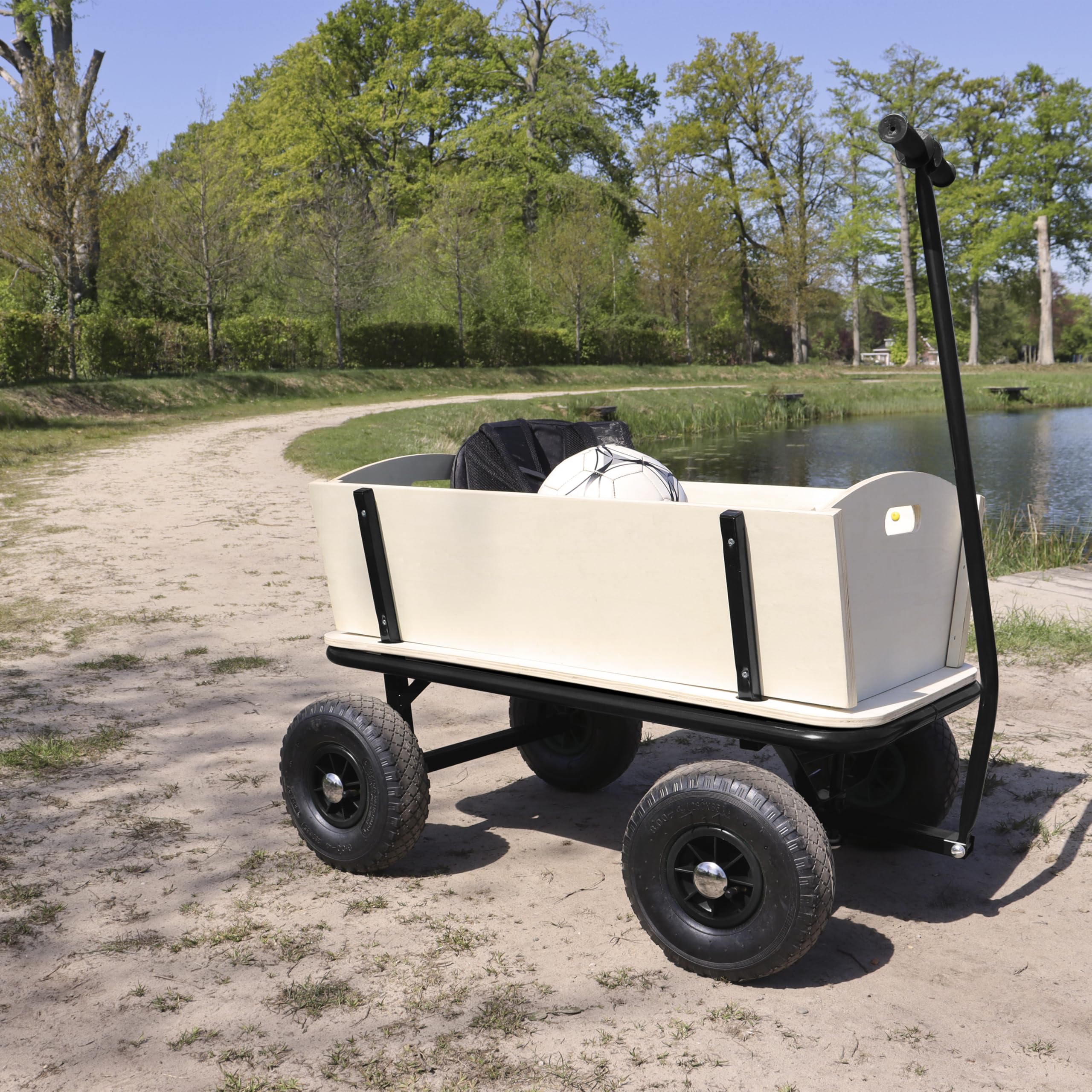 Sunny Billy Beach Wagon Carro Jardin en Negro, Carrito Playa | Carrito Jardin, Madera, para ninos con Ruedas neumaticas | Carro Playa, Carro Playa Ruedas Grandes, 94,5 x 61 x 97 cm, MAX 100 kg.