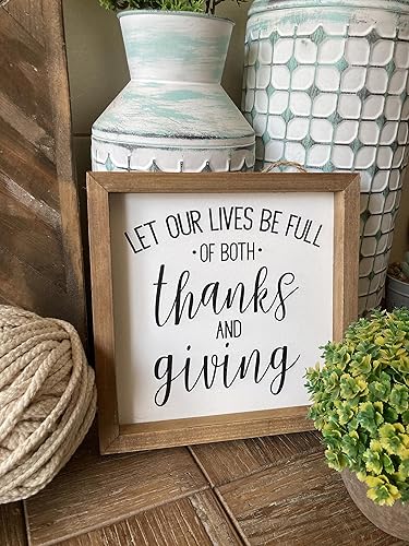 Miniatura 5 de Letrero rústico de madera de granja  Let Our Lives Be Full of Both Thanks & Giving Decoración de pared de otoño, arte para colgar en la pared de