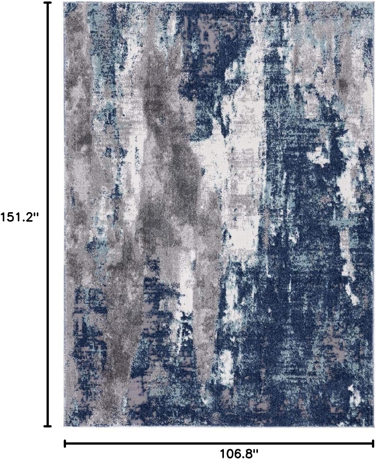 Blue and Gray Abstract 9' x 12' Stain-Resistant Rug