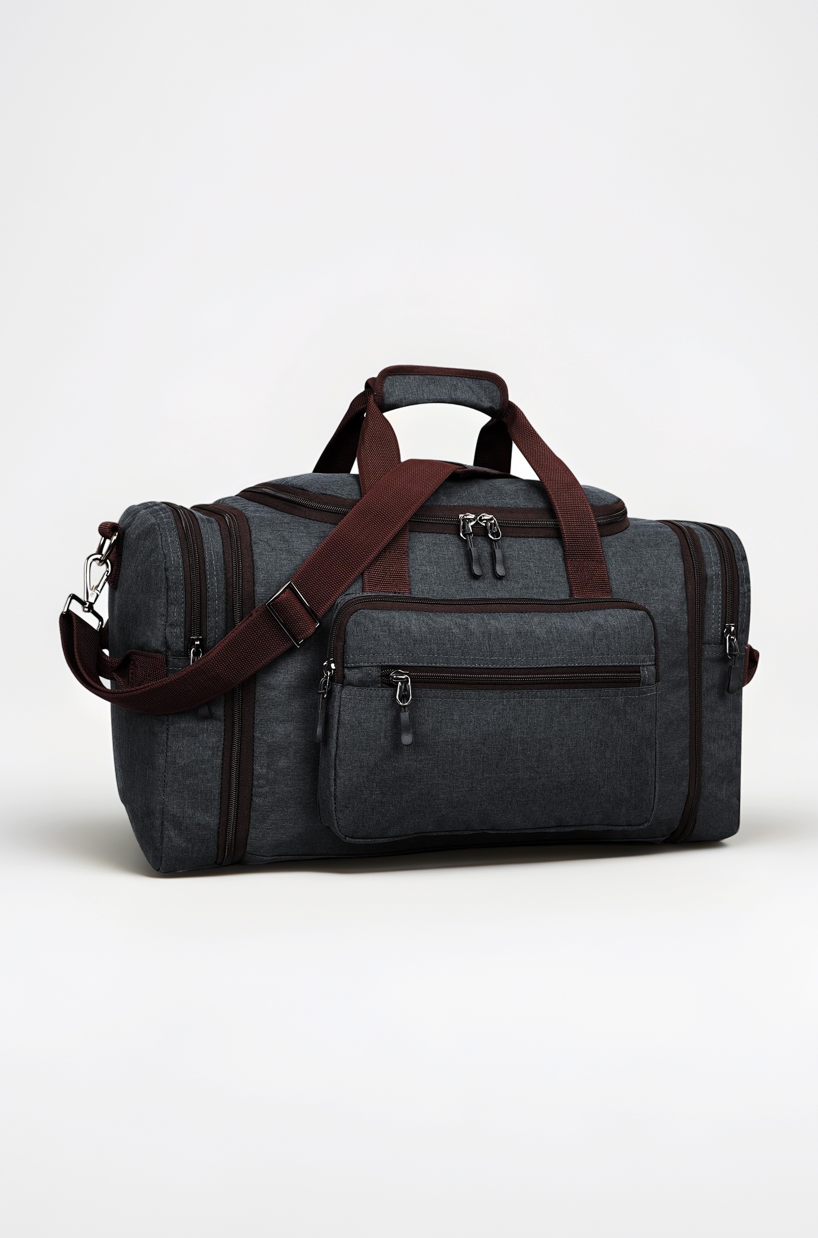 Overnight Medium Travel Duffel Polyester Bag for Men, Women - Expandable (Dark Grey, 38-45L)