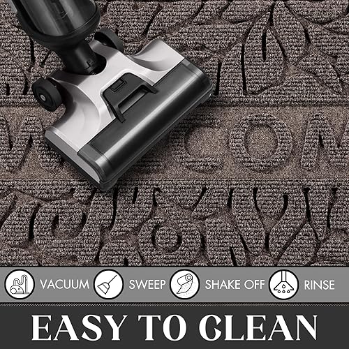 Vista 96 de Yimobra Tapete de bienvenida grande de 47 x 32 pulgadas, impermeable, antideslizante, para puertas delanteras, entradas exteriores, tapete de Beige