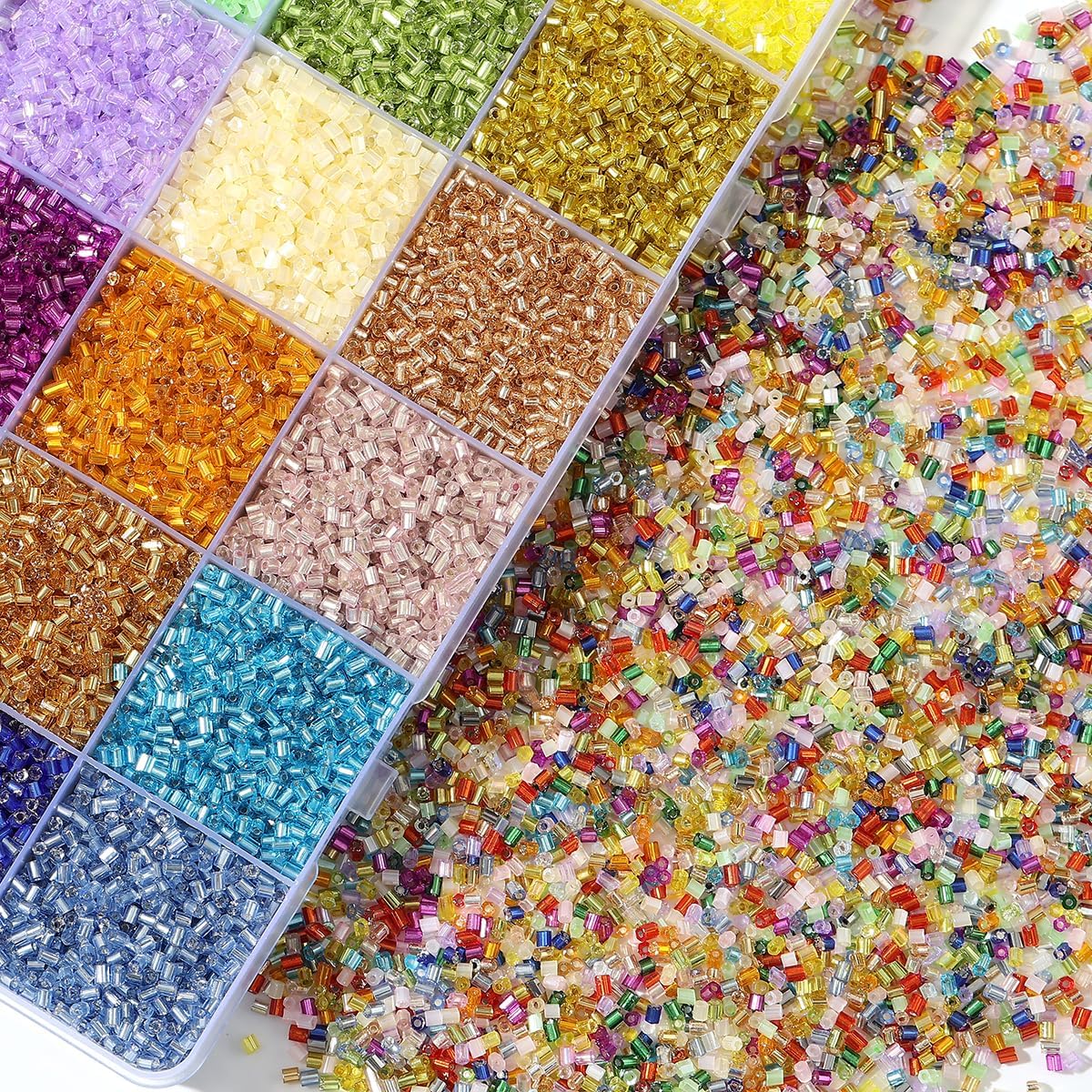 Aqawodu 28800Pcs Tube Beads Kit 3mm Glass Bugle Seed Beads for Crafts Jewelry Making Embroidery & Home Decoration - Image 4