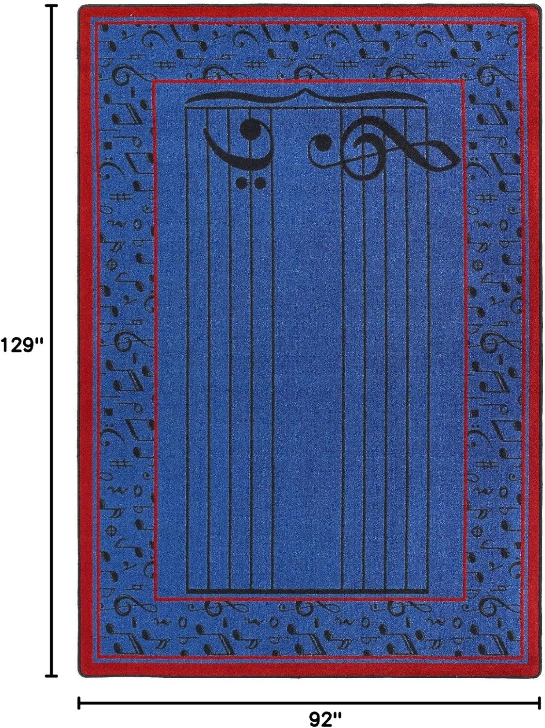 Joy Carpets Kid Essentials Music & Special Needs Fully Staffed Rug, Blue, 7'8" x 10'9"