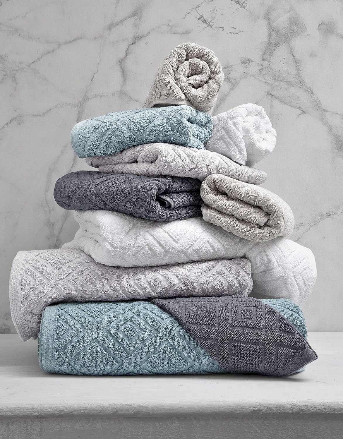 Nine West - Luxury 6 Piece Towel Set, 100% Turkish Cotton, Quick Drying, Highly Absorbent & Comfy, Includes 2 Bath Towels, 2 Hand Towels & 2 Washcloths | (Grey)