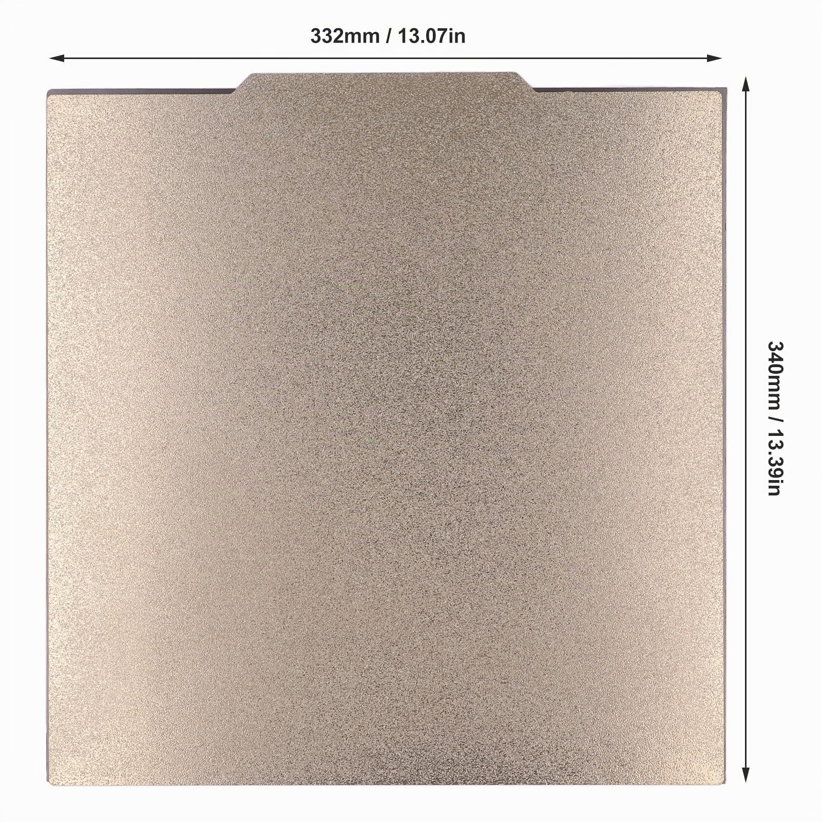 Plaque de Construction PEI en Acier à Ressort avec Texture Mate 332x340mm pour Imprimante 3D Raise3D Pro2 PRO 2 PLUS, Base Magnétique Double Face