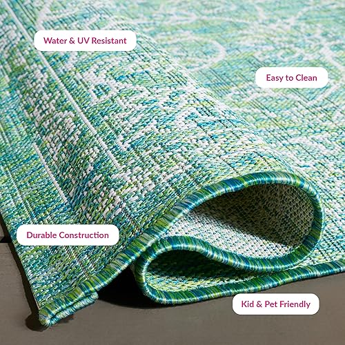 Vista 104 de SAFAVIEH Courtyard Collection - Alfombra decorativa, 2 pies 3 pulgadas x 5 pies, turquesa, no desprende pelusa y de fácil cuidado, para interiores