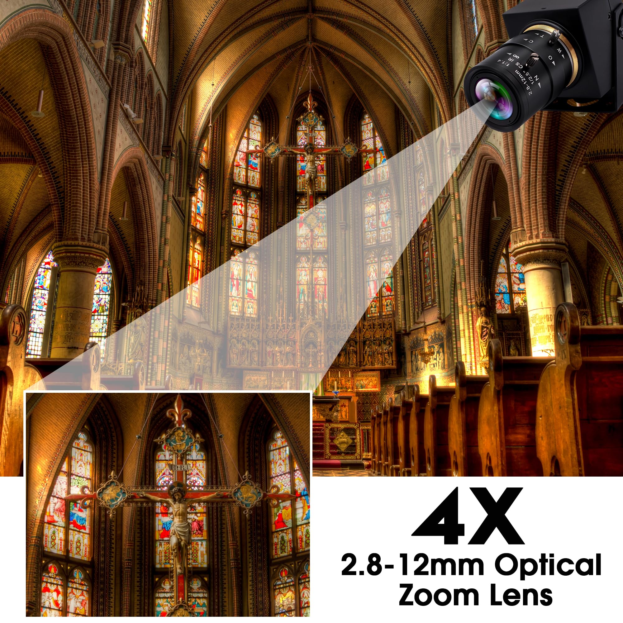 IFWAETR USB HDMI 4K Cámara USB Webcam para Streaming Live Streaming 30FPS 4X Lente con zoom óptico USB HDMI Salida simultánea Cámara de primer plano Cámara PC Plug and Play para Linux