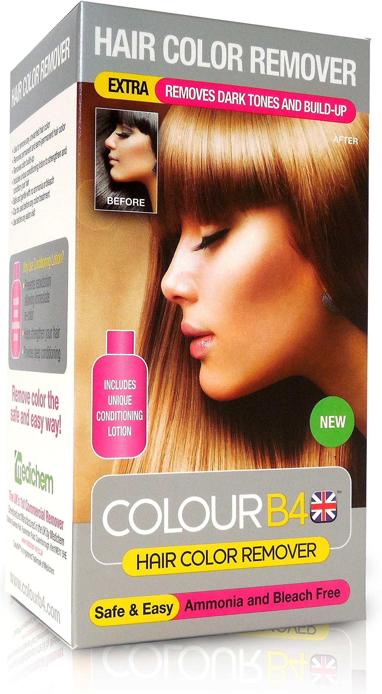 Colour B4 Hair Color Dye Remover Stripper, Extra Strength Kit with Conditioner and Gloves, 9.3 oz