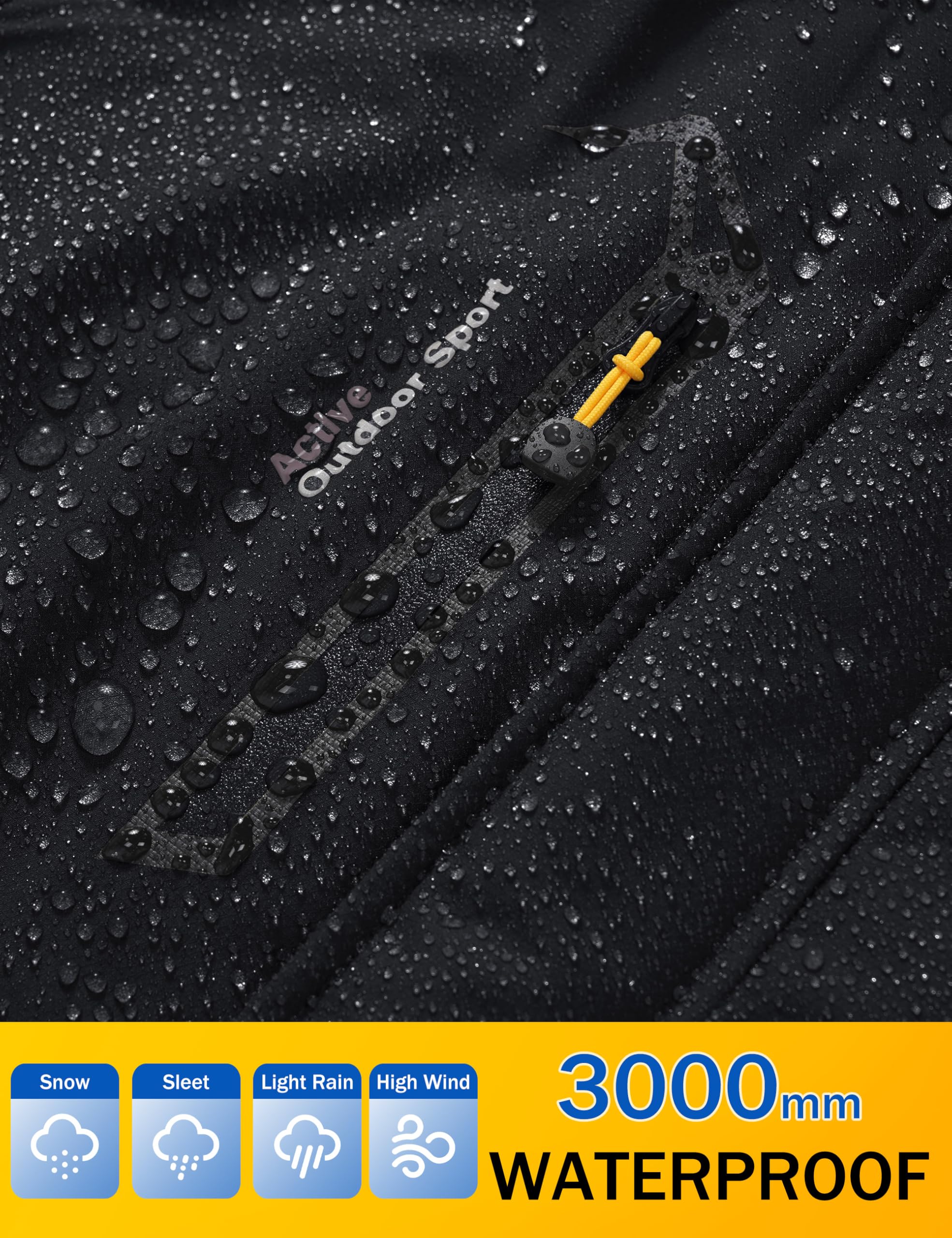 MAGCOMSEN Veste de ski imperméable pour hommes Veste polaire avec capuche coupe-vent pour randonnée extérieure