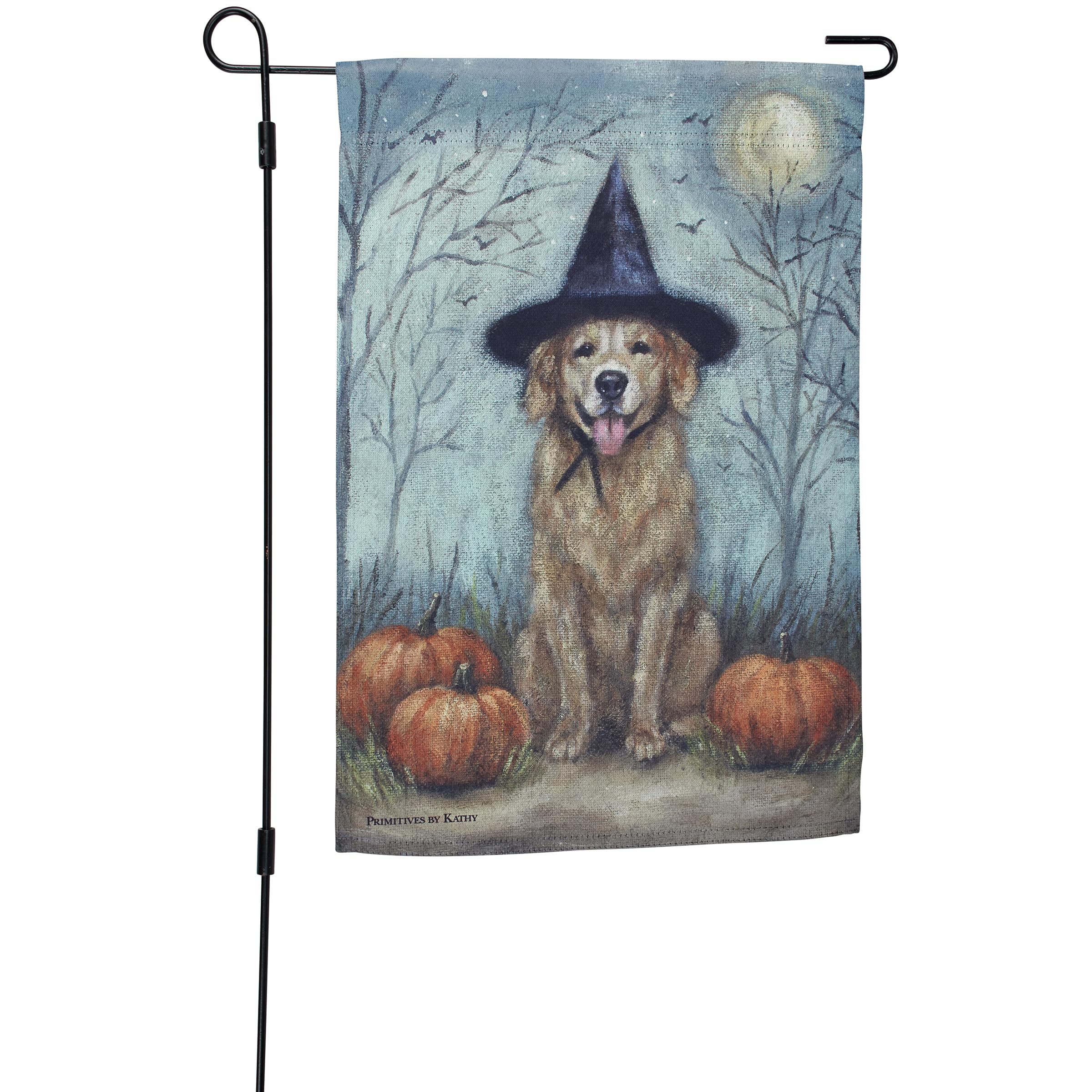 Drapeau de jardin chien sorcier résistant aux intempéries