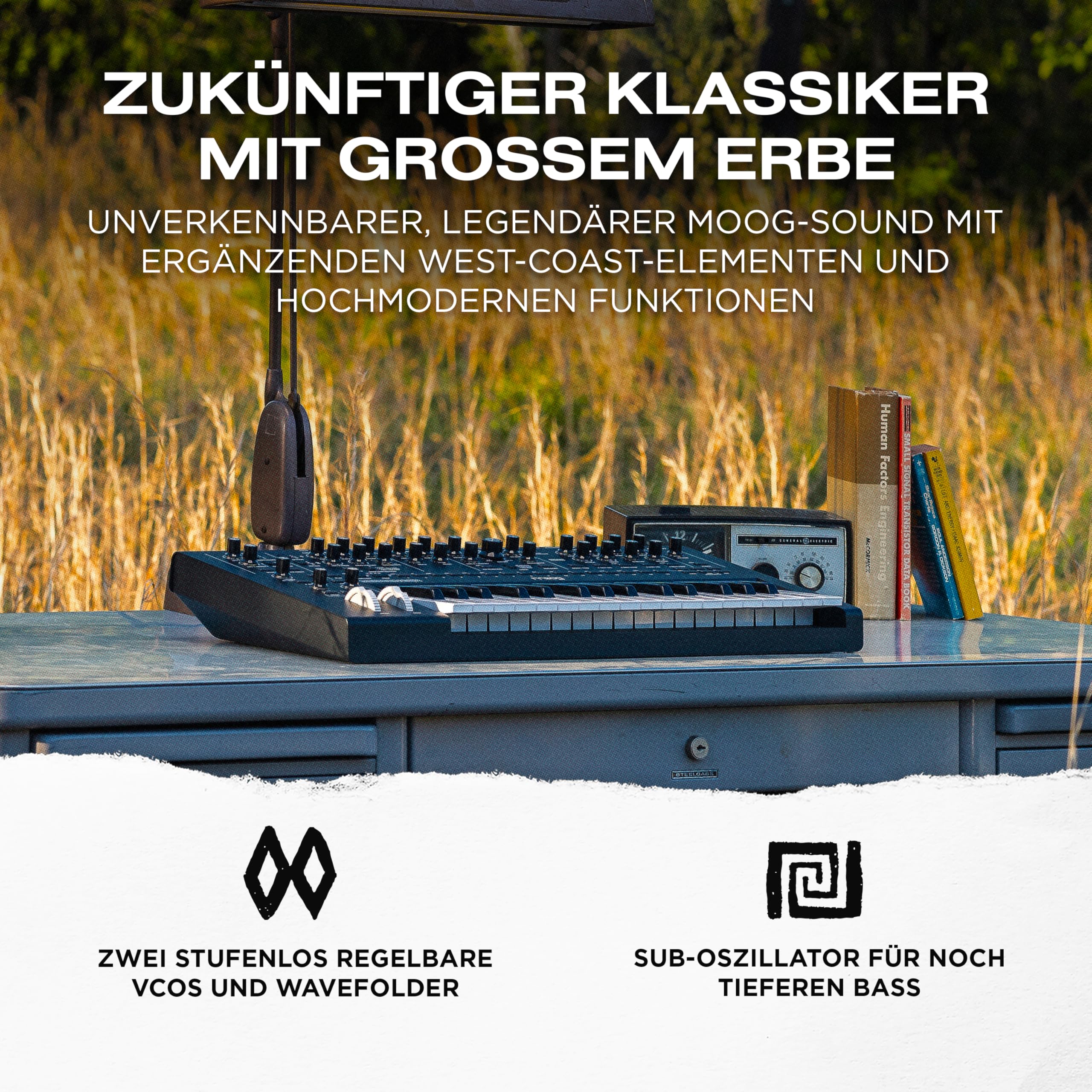 MOOG Messenger - Next-Gen Monophoner Analog Keyboard Synthesizer mit 32 Tasten, 64-Step Sequencer, 256 Presets und RES BASS Kompensation