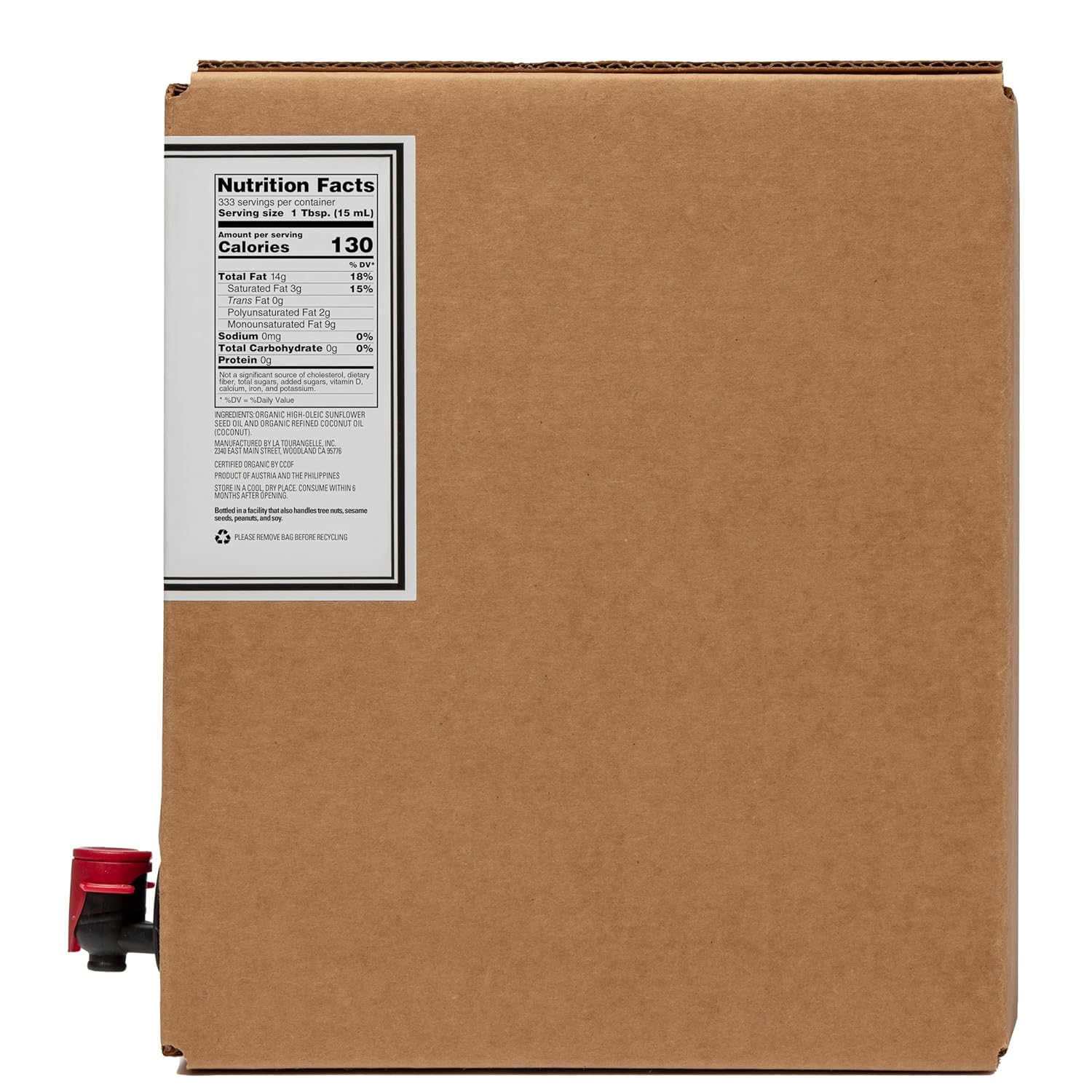 La Tourangelle, Organic Sun Coco Oil, Unique Blend of Organic High-Oleic Sunflower Oil and Organic Refined Coconut Oil, Heat Heat Cooking and DIY Beauty, 169 fl oz