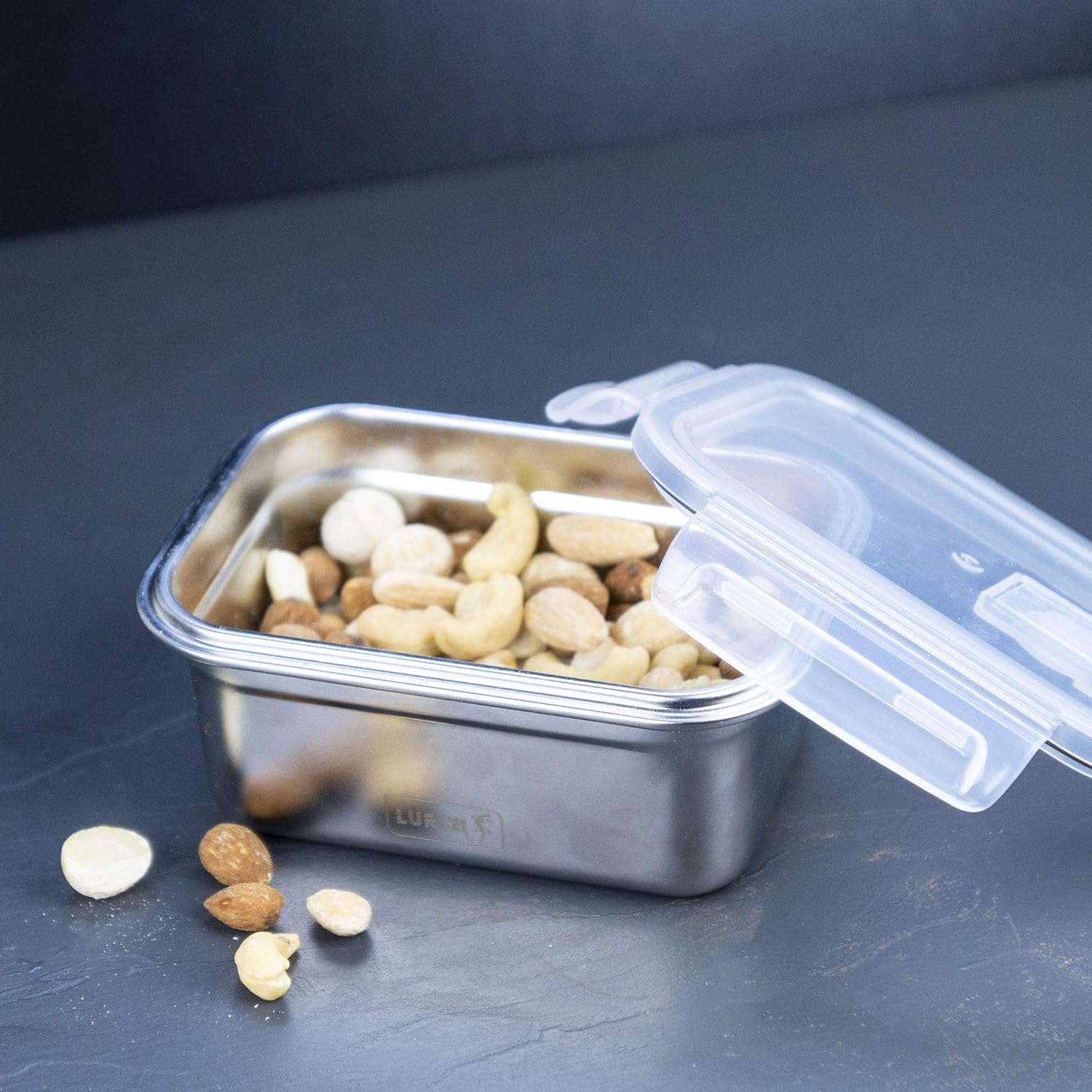 Lurch 240893 Lunch Box Safety/Storage Box Made of High-Quality Stainless Steel with BPA-Free Plastic Lid 1200 ml