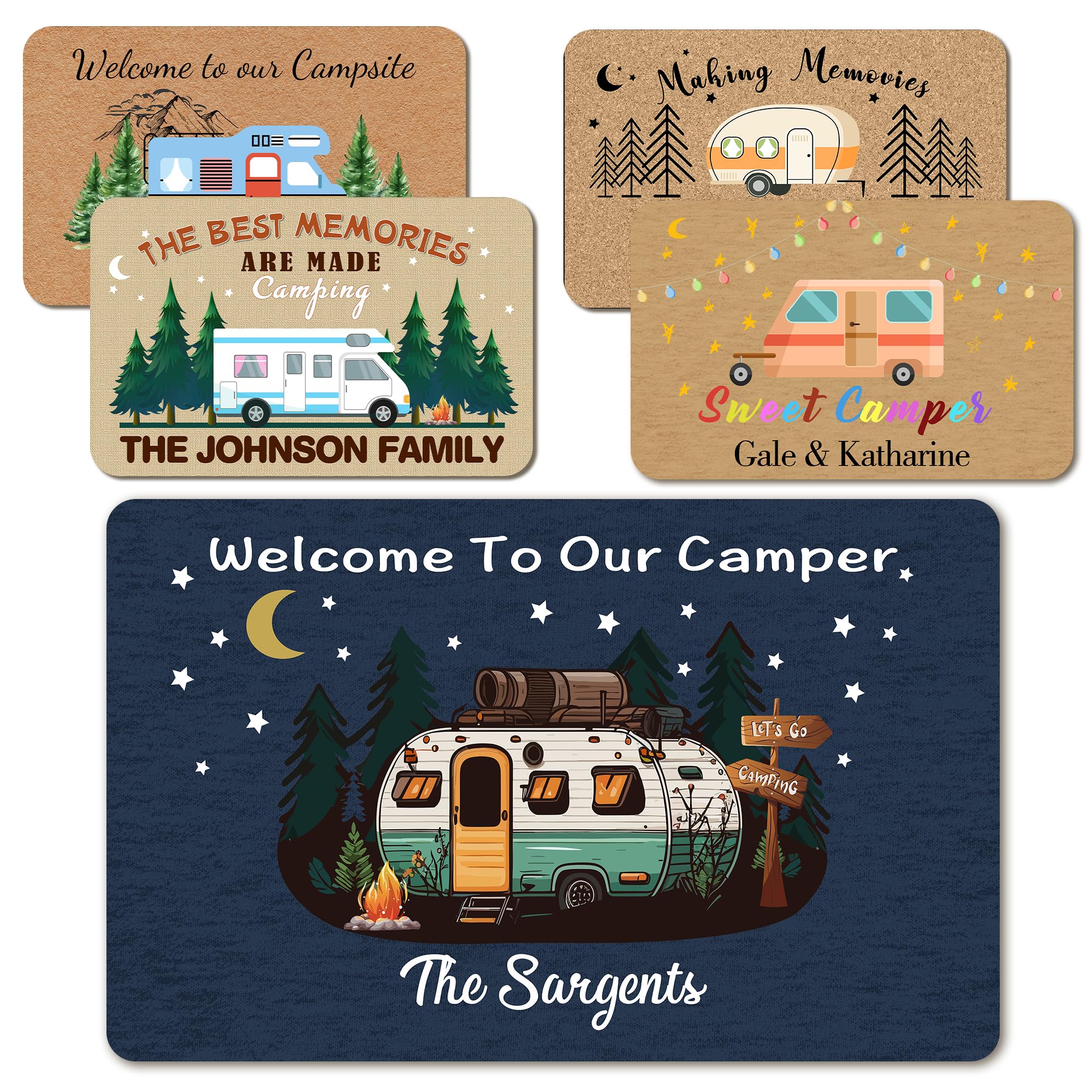 coolenious Personalized Door Mat Custom Camping Door Mat Camping Doormat Custom Door Mat Camper Rugs Customized Door Mats Outdoor Personalized Camping