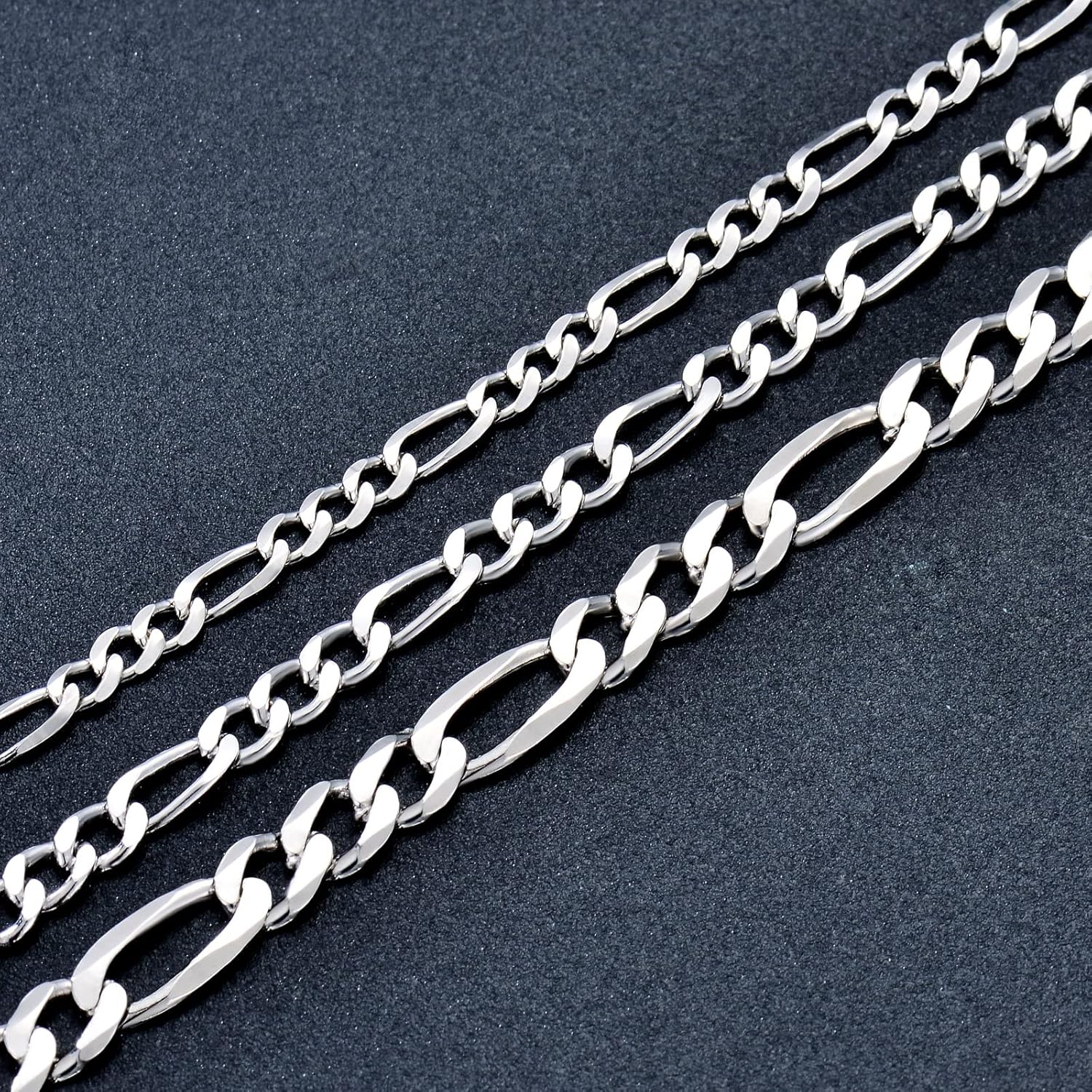925 Sterling Silver Figaro Chain 3MM, 4MM, 5.5MM Italian Diamond-Cut Figaro Link Chain Necklace Gift for Men Women 18, 20, 22, 24, 26 Inches - Image 4