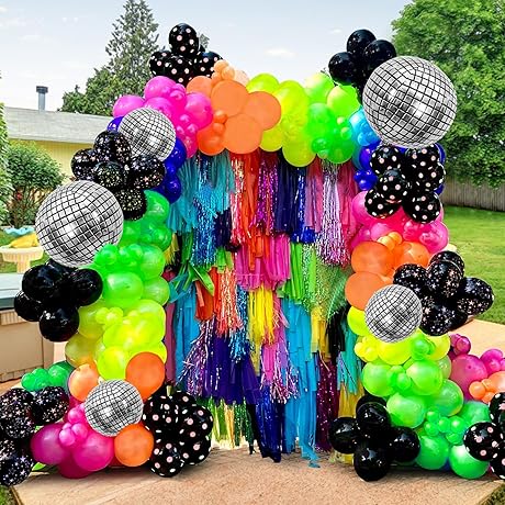 168 PCS Rainbow Giant Glow in The Dark Balloon Arch and Garland...
