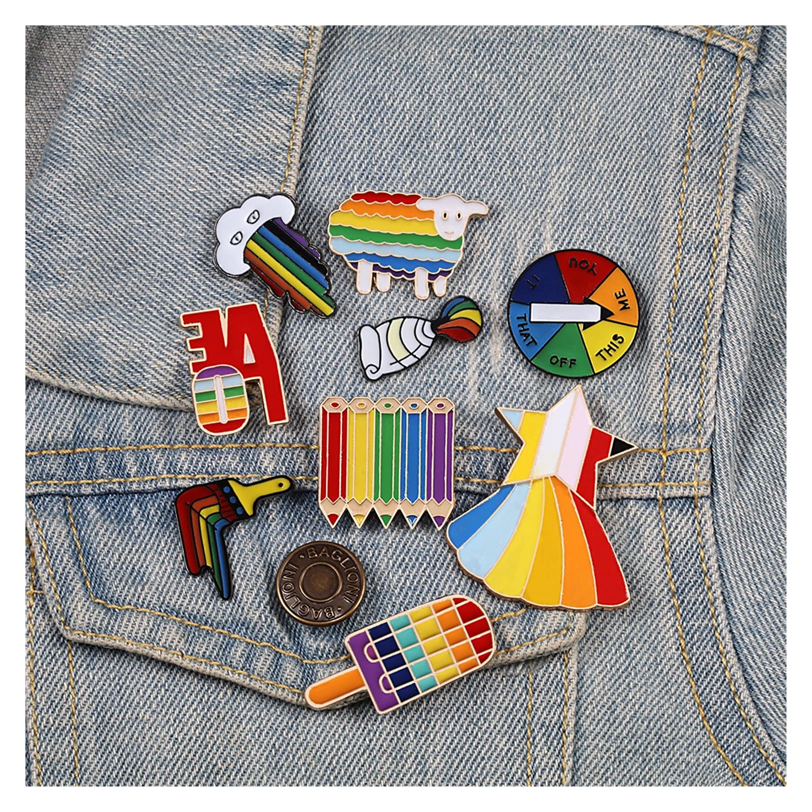 Brosche Künstler Regenbogen Emaille Pins Sammlung Broschen Maler Bleistift Alpaka Jacken Anstecknadel Schmuck Geschenke