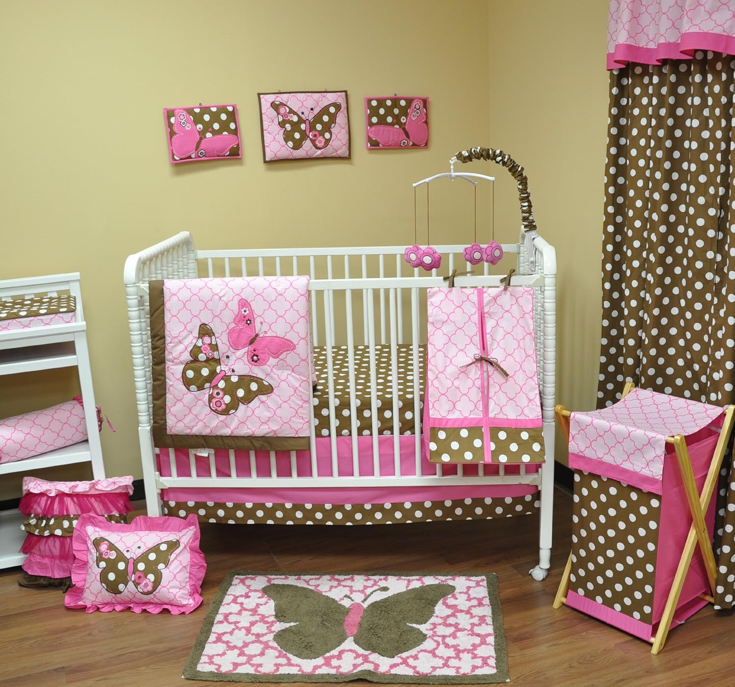 Bacati - Butterflies Pink/Chocolate Decorative or Rocker Pillow 12 x 16 inches