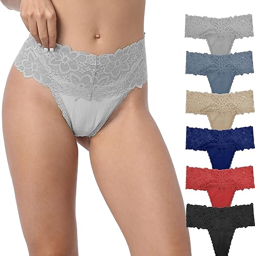 Umiehary Cintura alta T Back Lace Moda y Retro Banda Gruesa Mujer Tangas con Múltiples Colores Tallas Grandes