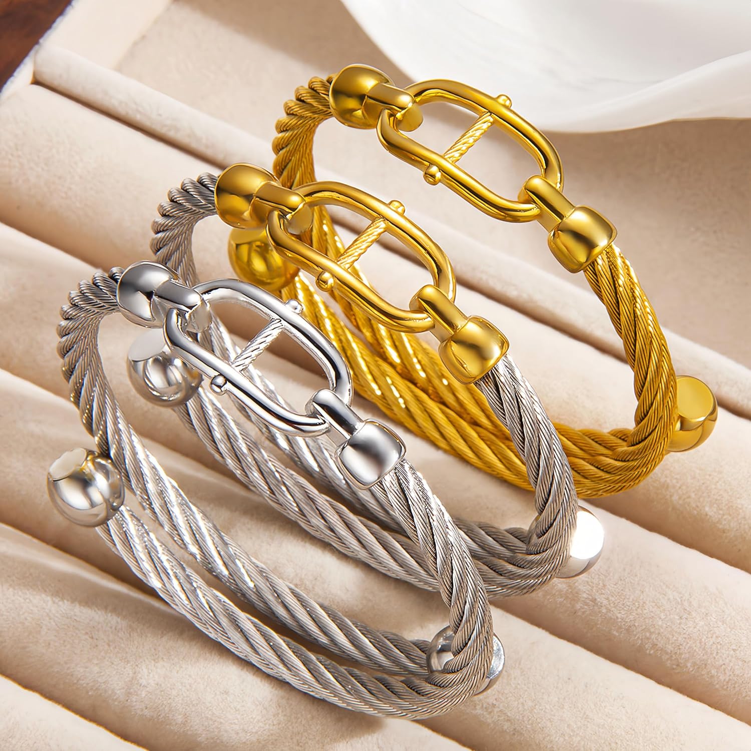 Gold Bracelets for Men Friendship Love Bangle Bracelets Adjustable Stainless Steel Cuff Bracelet Jewelry Birthday Gifts for Mens Womens - Image 3