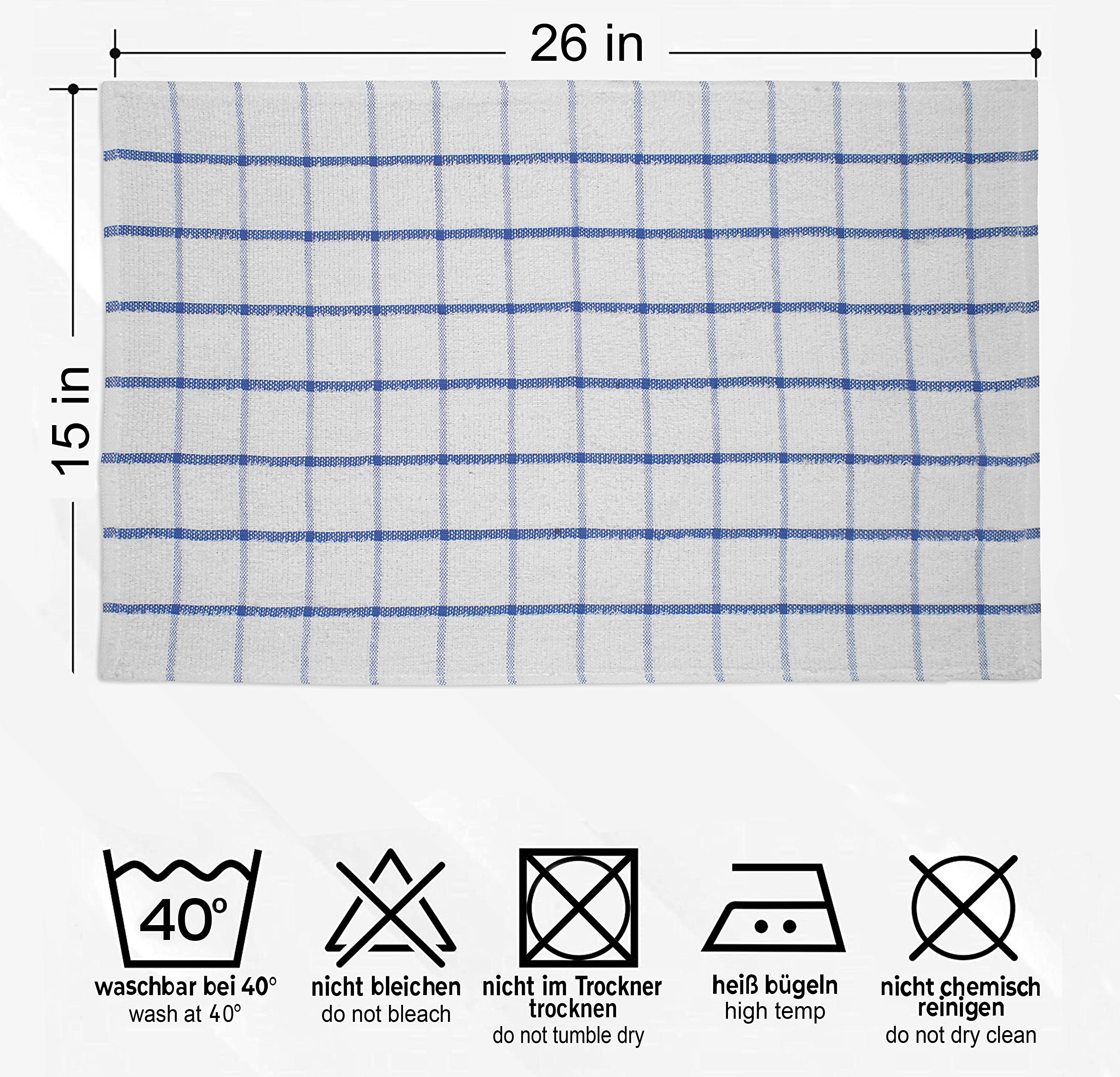 Set Da 12 Strofinacci Da Cucina In Spugna Di Cotone – 39x65 Cm – Assorbenti E Riutilizzabili – Colore Blu - 2