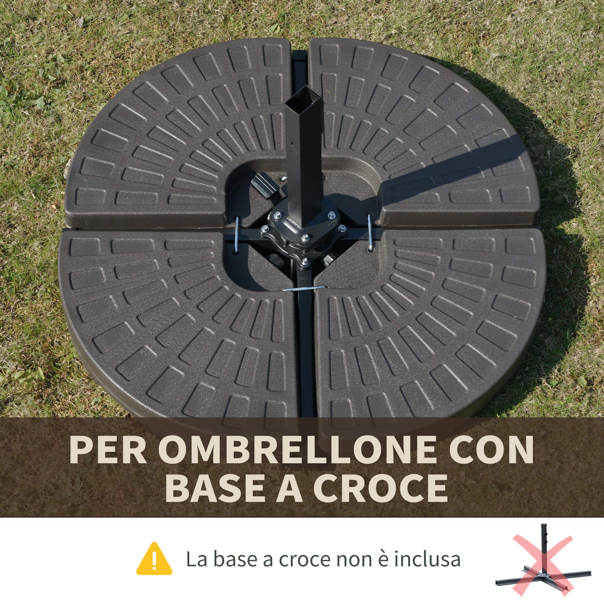 Outsunny Set di 4 Pesi per Supporti per Ombrellone 100x100x10.5cm Caffè