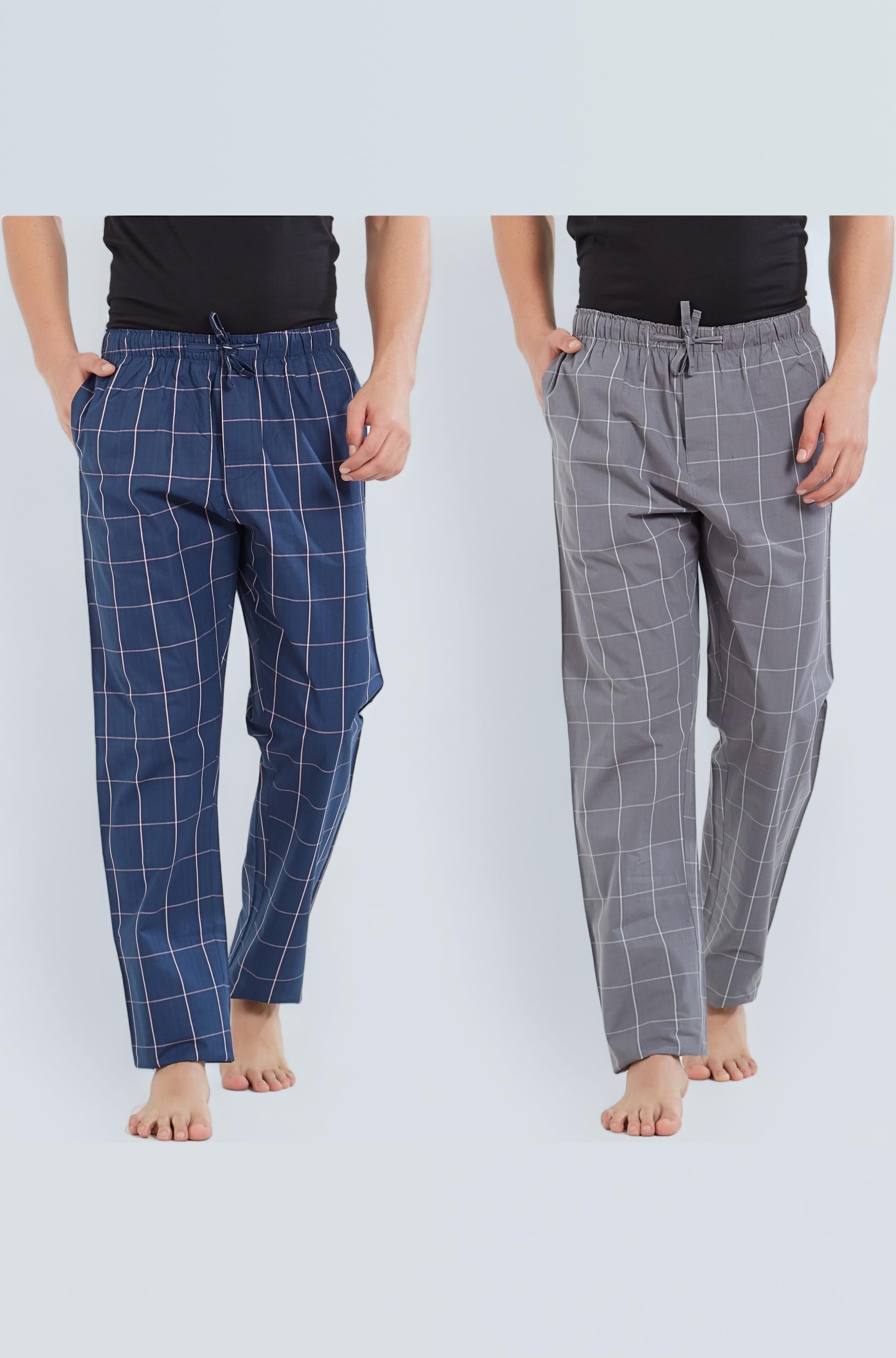 XYXX Mens Cotton Regular Fit Checkered Pyjama | Dual Pockets, Comfortable Lounge Pants for Men