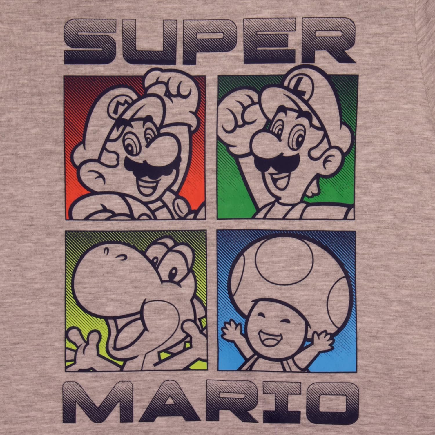 Nintendo Super Mario Video Game 3-Piece Set Boys Short Sleeve T-Shirt, Zip Up Hoodie, Jogger Pants 3-Pack Bundle Set (Size 14/16, Grey)