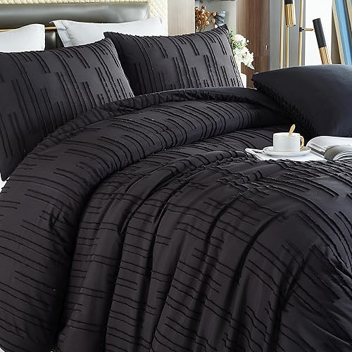 Miniatura 4 de Ikawaapurry Juego de edredón de tamaño Queen de color negro salvia para cama Queen, estilo rústico, bohemio, esponjoso, ligero, flores, plantas,