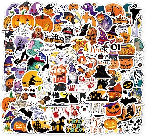 Calcomanías de Halloween, 200 calcomanías de JULBEAR para botellas de Halloween, calcomanías de vinilo que no se repiten para botella de agua,
