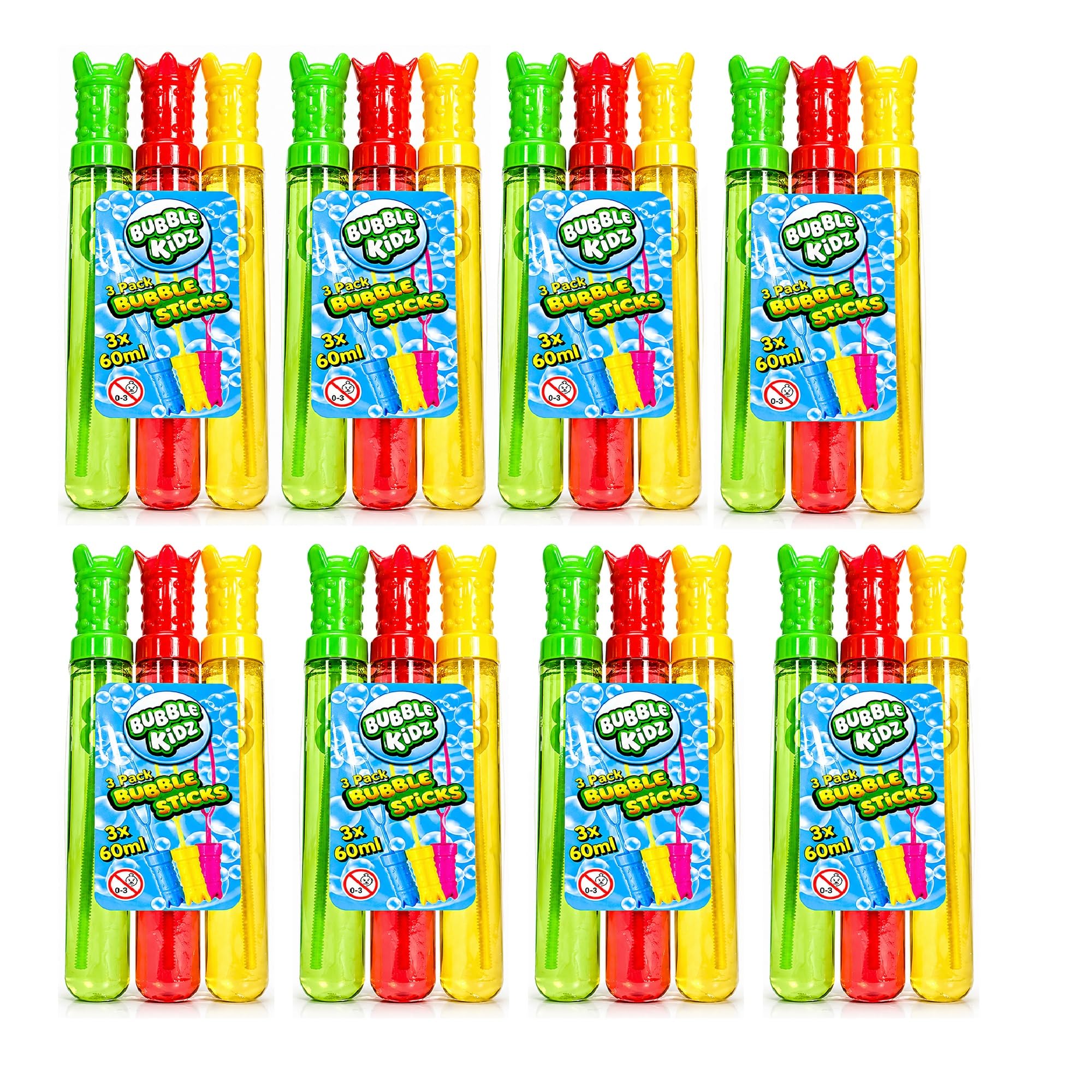 24 x Bubble Sticks 60ml Each – Colourful Bubble Wands with Solution, Party Bag Fillers, Outdoor Garden Fun, Summer Bubbles, Birthday Party Favours, Bubbles for Children Age 3+