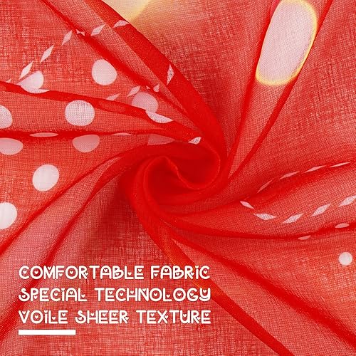 Miniatura 5 de FRAMICS Cortinas traslúcidas para el día de San Valentín para sala de estar, cortinas de gasa roja transparentes de 84 pulgadas de largo, juego de 2