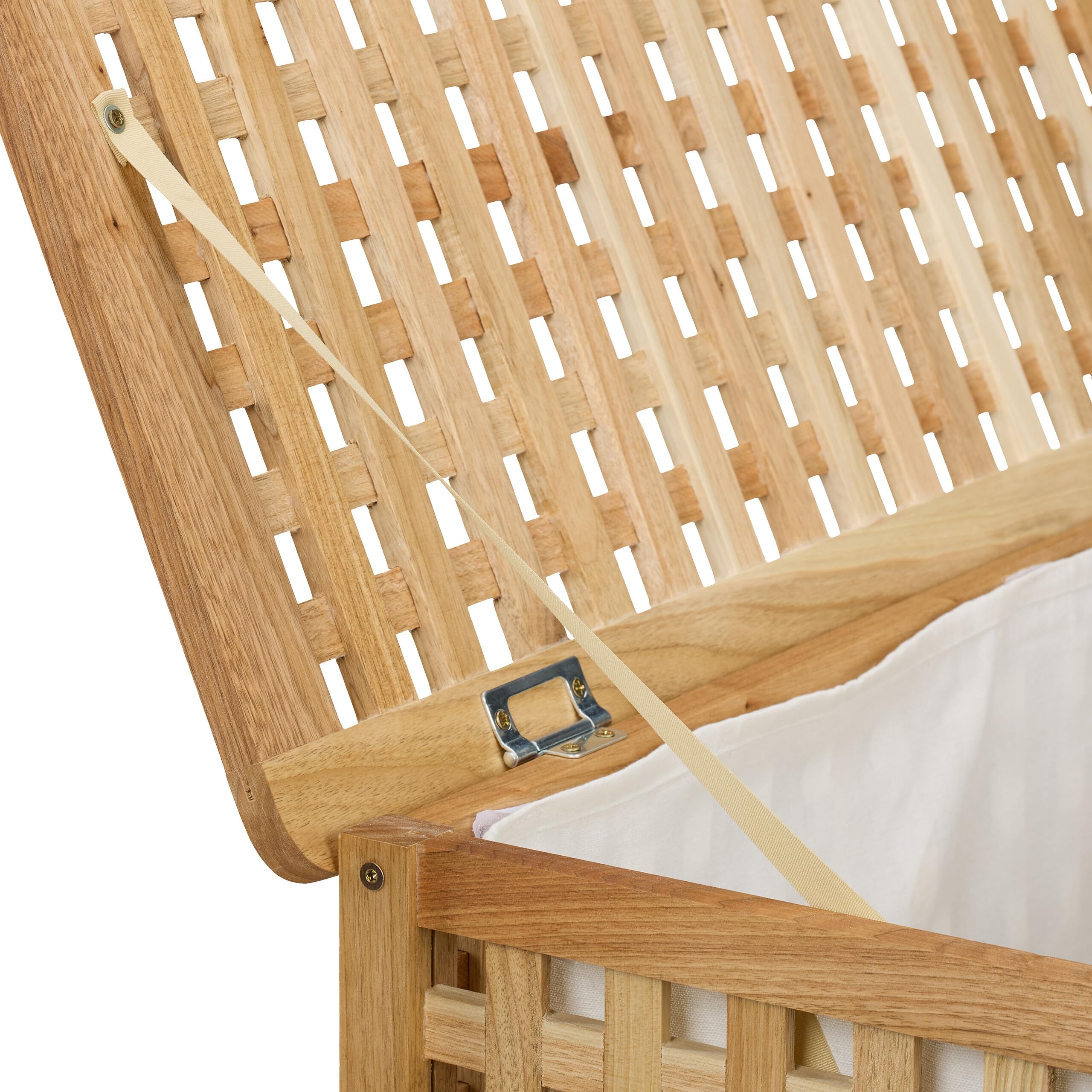 Relaxdays Wäschetruhe, herausnehmbarer Innensack, 90 l, HBT: 47x78x48 cm, Wäschesammler mit Deckel, Walnussholz, natur