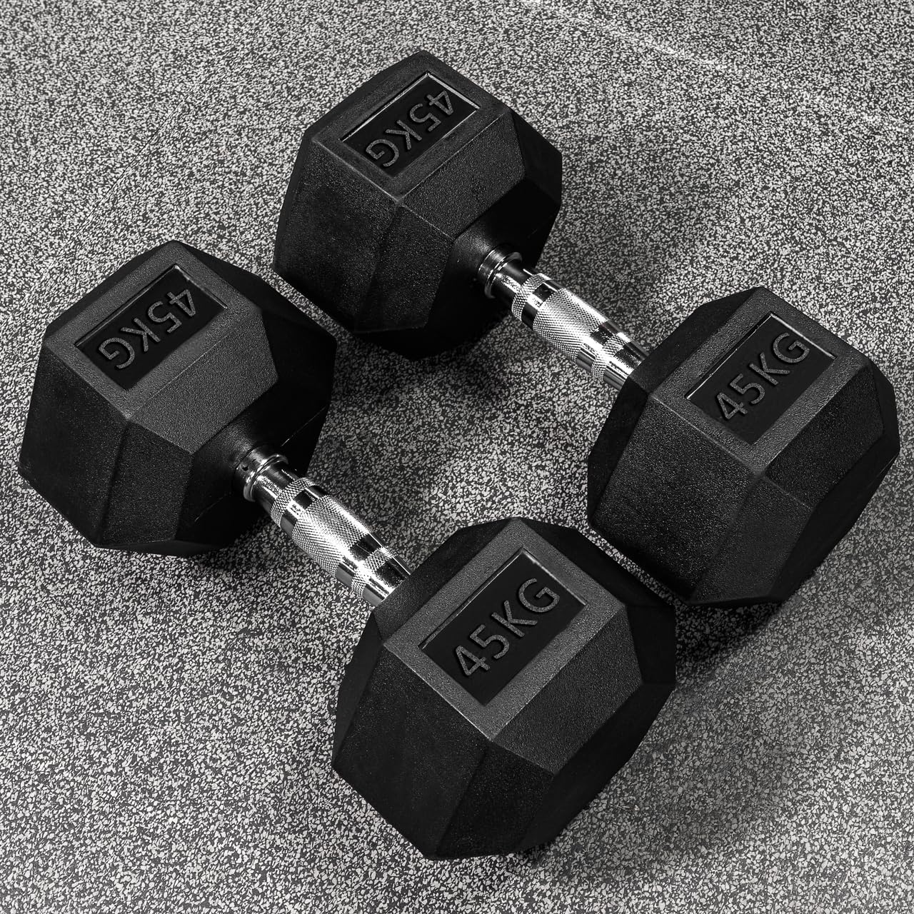 FORZA Rubber Hex Dumbbells [2.5kg - 50kg] | Gym & Home Weights - Pair of Weights (45kg) — image 1