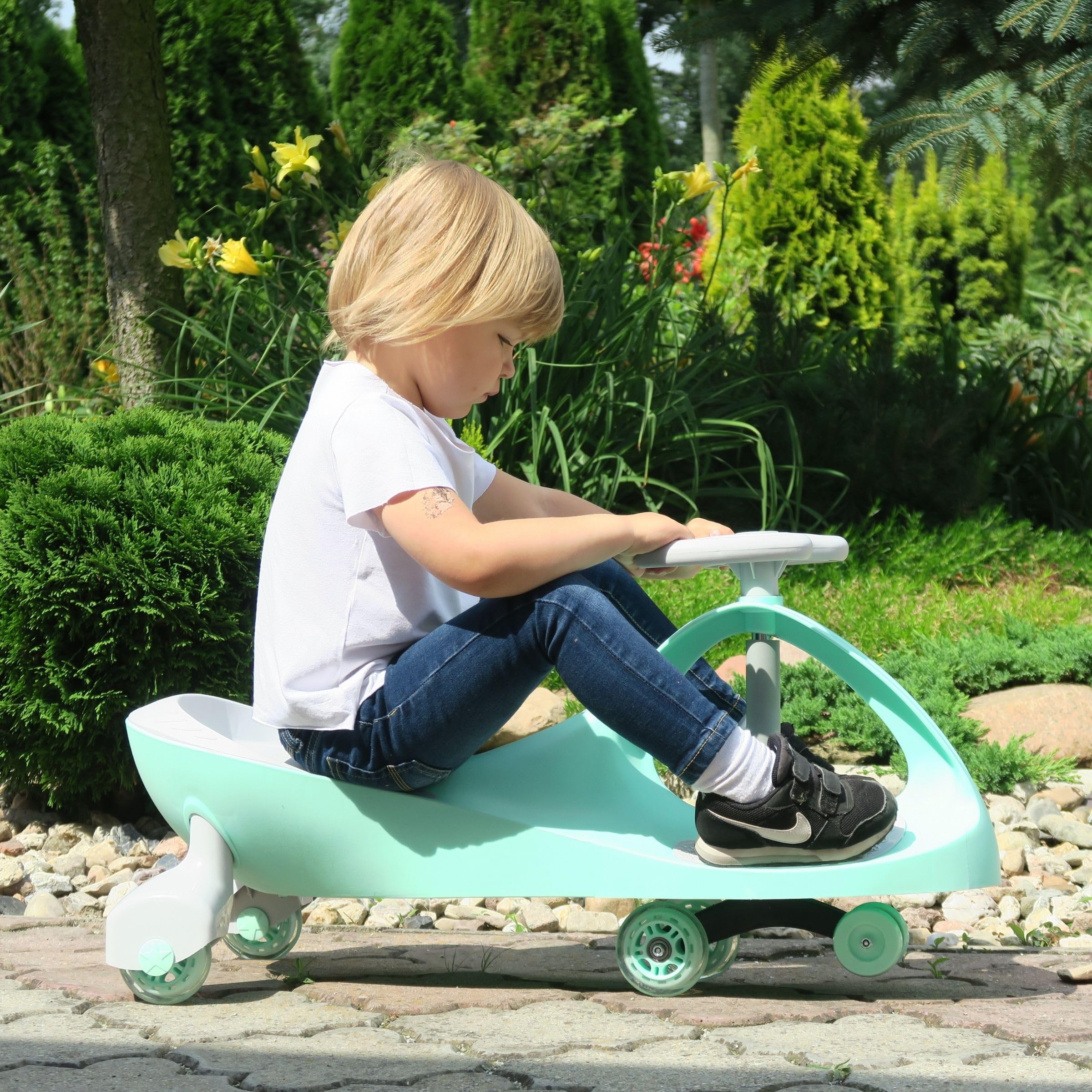 TWISTCAR Porteur pour Enfant 3+ Ans, Voiture Twist avec Volant et Roues Caoutchouc Lumineuses - 120 kg
