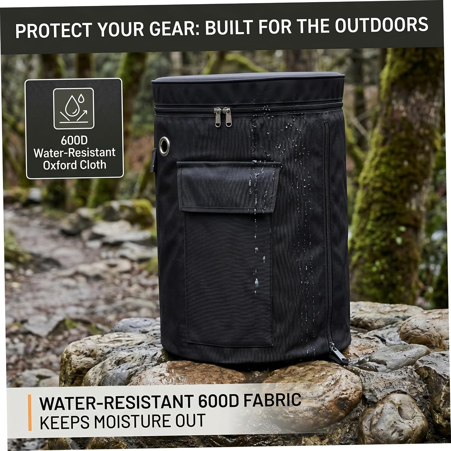 Propane Tank Cover, Zippered Rv Propane Tank Cover with Pocket Weatherproof UV-Resistant Protector, Black, L.