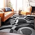 Rugshop Modern Wavy Circles Design Area Rug 9' x 12' Black